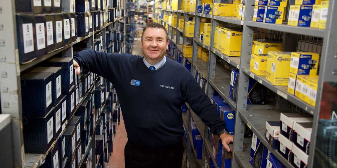 Our main parts expert in the warehouse